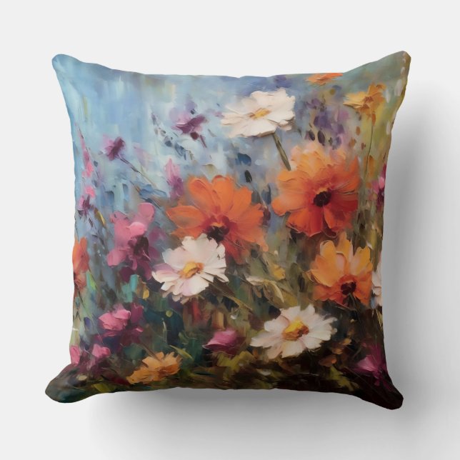 elegantes, modernes Blumenmotiv Kissen (Vorderseite)
