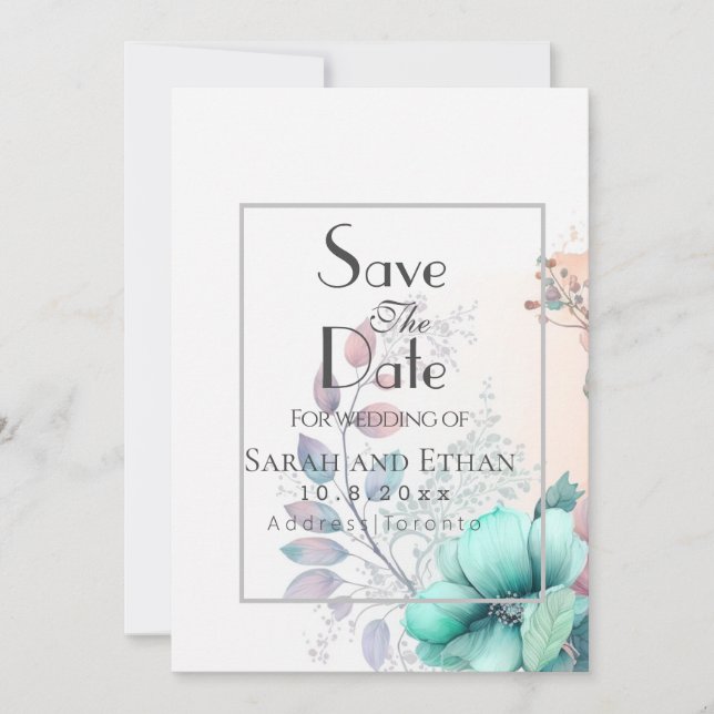 Elegantes modernes Blumenmuster  Save The Date (Vorderseite)