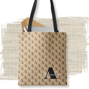 Elegantes Modernes Braun Weiß Schwarz Monogramm Sc Tasche