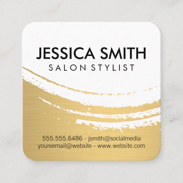 Elegantes, modernes Brushed Gold Quadratische Visitenkarte (Vorderseite)