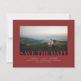 Elegantes modernes Burgund-Rotes -Foto Save The Date