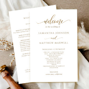 Elegantes, modernes Calligraphy Gold Wedding Progr