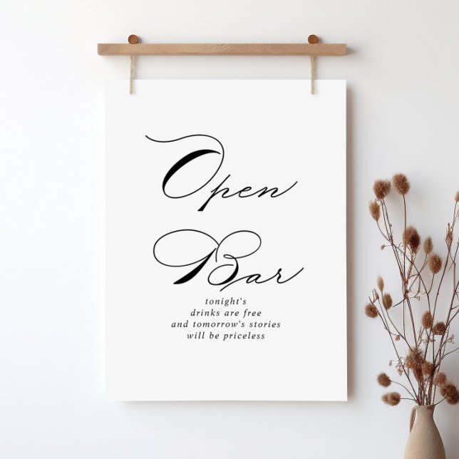 Elegantes, modernes Calligraphy Wedding Open Bar S Poster (Von Creator hochgeladen)