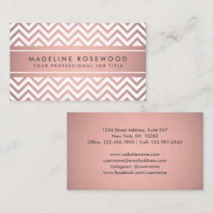 Elegantes modernes Chevron-Rosen-Gold-Faux-Foilie- Visitenkarte