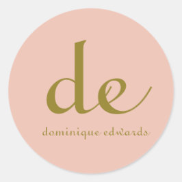 Elegantes, modernes Chic Blush Pink Monogram Runder Aufkleber