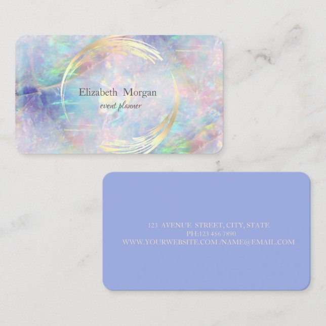 Elegantes modernes Circle Violet, Gold, Opal Visitenkarte (Vorne/Hinten)