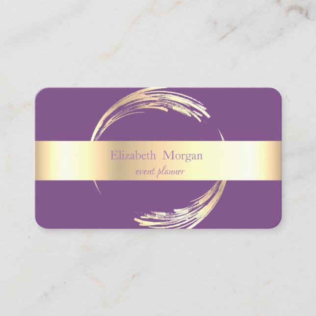 Elegantes modernes Circle Violet, Gold Visitenkarte (Vorderseite)