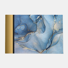 Elegantes, modernes Design in Blau und Gold-Marmor Fußmatte