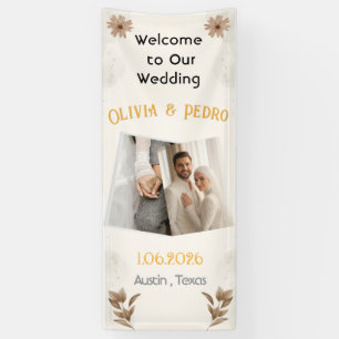 Elegantes modernes Design Willkommensfoto Hochzeit Banner
