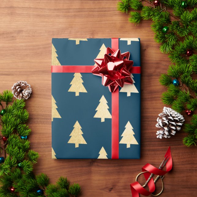 Elegantes modernes, einfaches Weihnachtsbaummuster Geschenkpapier (Feiertagsgeschenk)