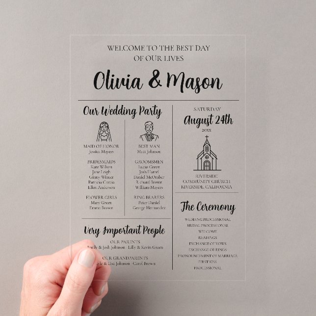 Elegantes modernes, einzigartiges Infografik-Hochz Acryleinladungen (Insitu (Handheld))