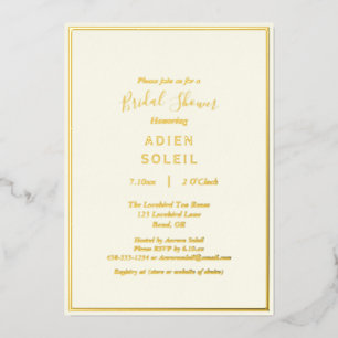 Elegantes modernes Elfenbeinhochzeitungs-Brautpart Folieneinladung
