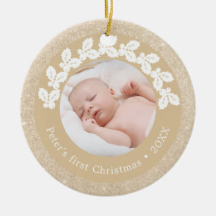 Elegantes, modernes, erstklassiges Weihnachtsbaby- Keramik Ornament