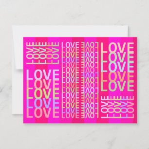 Elegantes modernes farbenfrohes "LOVE" auf Hot Pin Postkarte