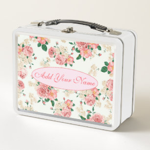 Elegantes modernes florales Design - Text hinzufüg Metall Brotdose