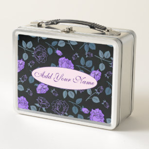 Elegantes modernes florales Design - Text hinzufüg Metall Brotdose