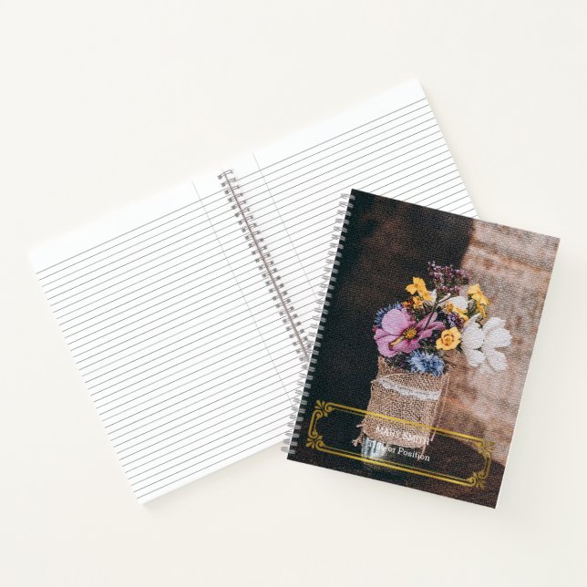 Elegantes, modernes, florales Gold Notizbuch (Innenseite)