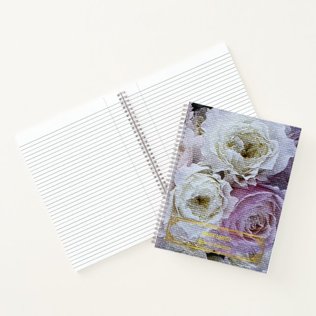 Elegantes, modernes, florales Gold Notizbuch (Innenseite)