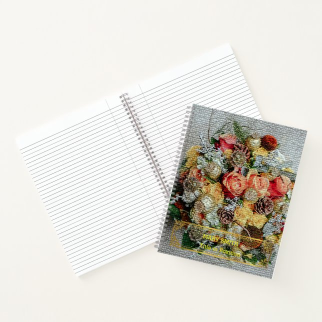 Elegantes, modernes, florales Gold Notizbuch (Innenseite)