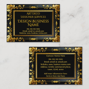 Elegantes modernes florales Gold Schwarz Ornamente Visitenkarte