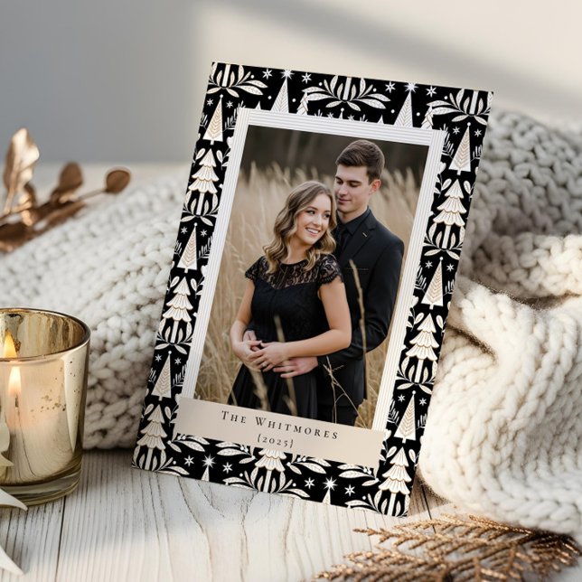 Elegantes Modernes Foto Feiertagskarte (Elegant Modern Photo Evergreen Christmas Tree Holiday Card)