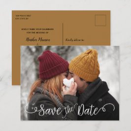 Elegantes modernes Foto Hochzeit Weiß Save the Dat Ankündigungspostkarte