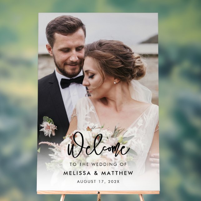 Elegantes modernes Foto Hochzeit Willkommen Acrylschild (Neutral)