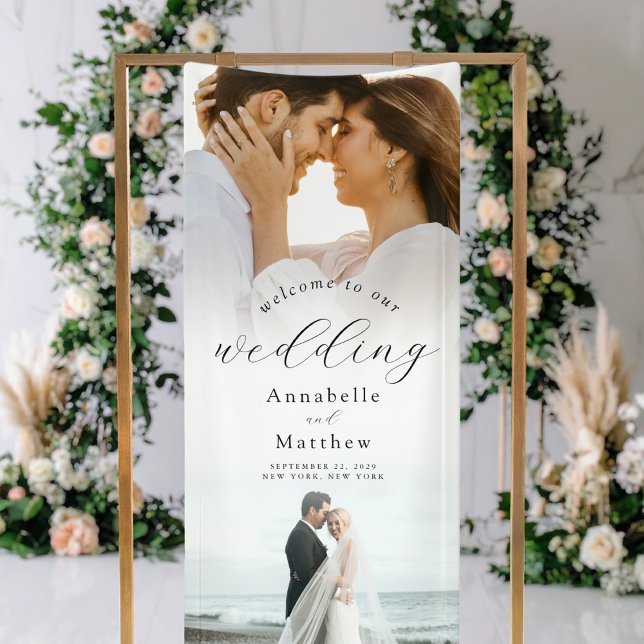 Elegantes modernes Foto Hochzeit Willkommen Banner (Von Creator hochgeladen)