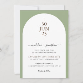 Elegantes, modernes Foto mit grüner Tür Hochzeitsi Einladung