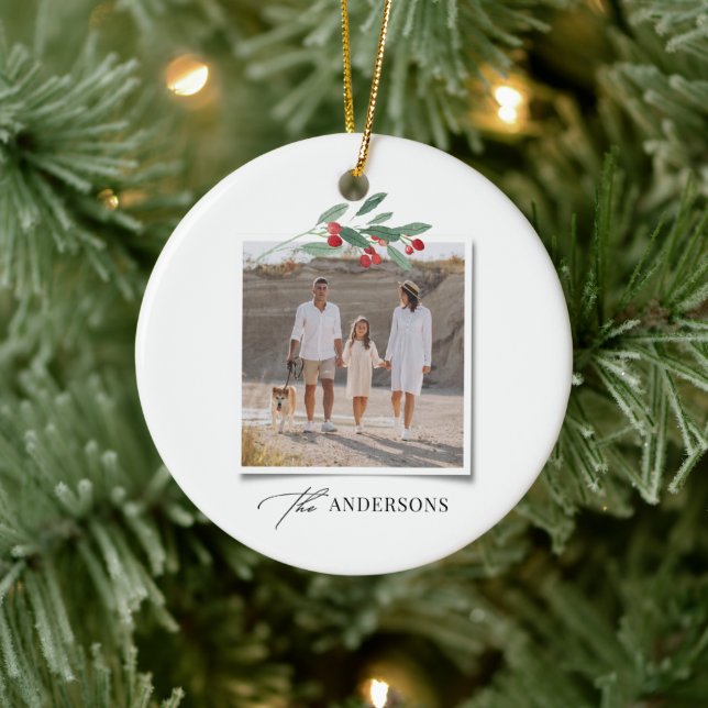 Elegantes, modernes Foto mit rotem Bug Keramik Ornament (Baum)