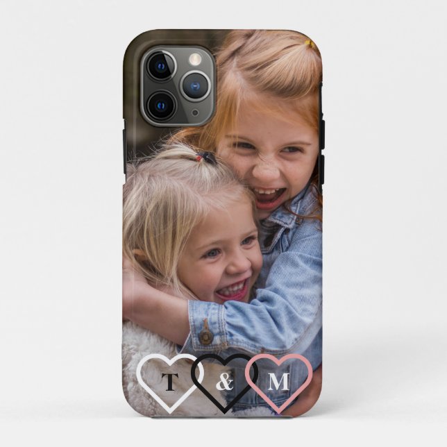 Elegantes, modernes Foto-Monogramm für benutzerdef Case-Mate iPhone Hülle (Rückseite)