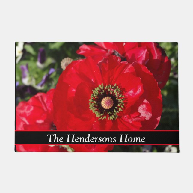 Elegantes modernes Foto Roter Mohn Blume Californi Fußmatte (Vorderseite)