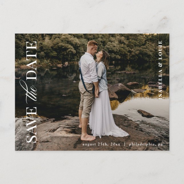 Elegantes Modernes Foto Save the Date Postkarte (Vorderseite)