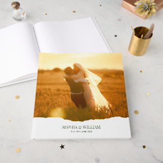 Elegantes modernes Foto zerrissenes Papier Hochzei Gästebuch