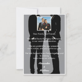 Elegantes, modernes Gay Men Wedding Foto Dankeskarte