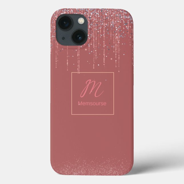 Elegantes modernes Geschenk Luxus Rose Gold Glitze Case-Mate iPhone Hülle (Rückseite)