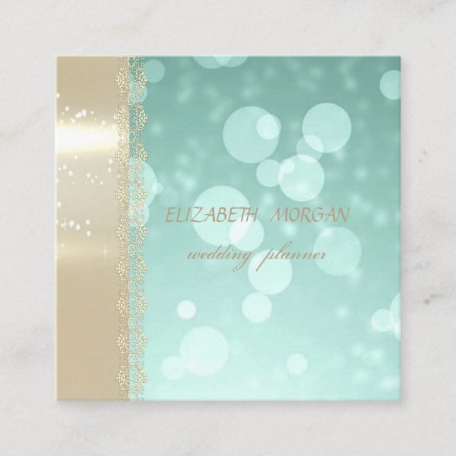 Elegantes modernes Glamour, Imitate Gold, Bokeh, S Quadratische Visitenkarte (Vorderseite)