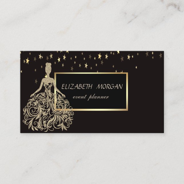 Elegantes modernes Glamour, Imitate Gold Dress, St Visitenkarte (Vorderseite)
