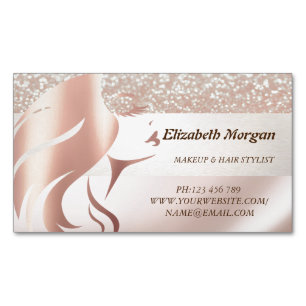 Elegantes modernes Glitter, Mädchen-Gesichtssilhou Magnetische Visitenkarte