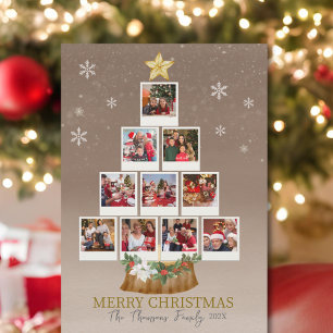 Elegantes, modernes Gold Christmas Tree Family Fot Karte