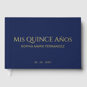 Elegantes modernes Gold-Foto Quinceañera Gästebuch