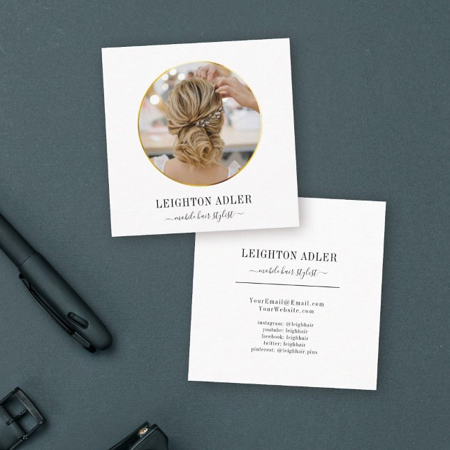 Elegantes, modernes Gold Hair Stylist Chic Script Telefonnummerkarte (Von Creator hochgeladen)