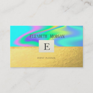 Elegantes modernes Gold Holographic Monogram Visitenkarte