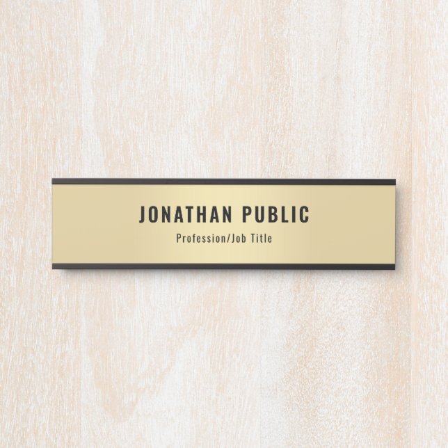 Elegantes modernes Gold Look Template Personalisie Türschild (Vorderseite )