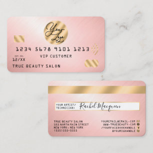 Elegantes, modernes Gold Pink Metallic-Kreditkarte Visitenkarte