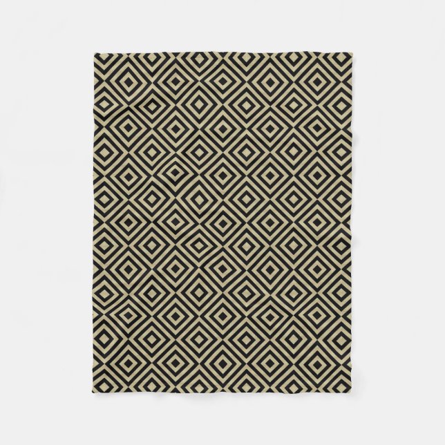 Elegantes, modernes Gold Squares Diamonds Tiles Pa Fleecedecke (Vorderseite)