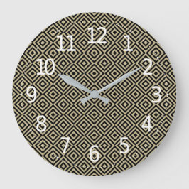 Elegantes, modernes Gold Squares Diamonds Tiles Pa Große Wanduhr