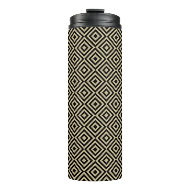 Elegantes, modernes Gold Squares Diamonds Tiles Pa Thermosbecher (Vorderseite)