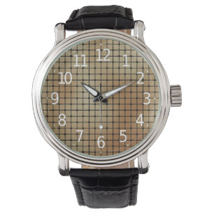 Elegantes, modernes Gold Squares Tiles-Muster   Armbanduhr
