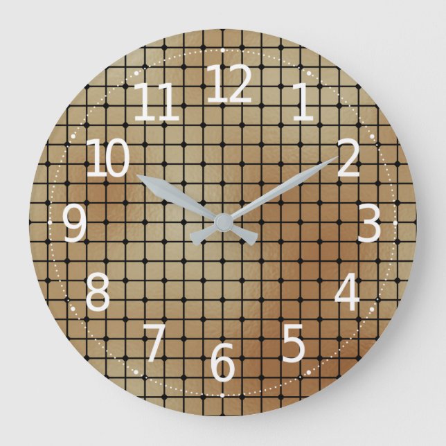 Elegantes, modernes Gold Squares Tiles-Muster | Große Wanduhr (Vorderseite)